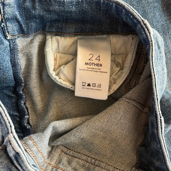 MOTHER laced hustler women’s Blue Ankle Cropped Jeans w Distressed Details sz 24 - Picture 12 of 15